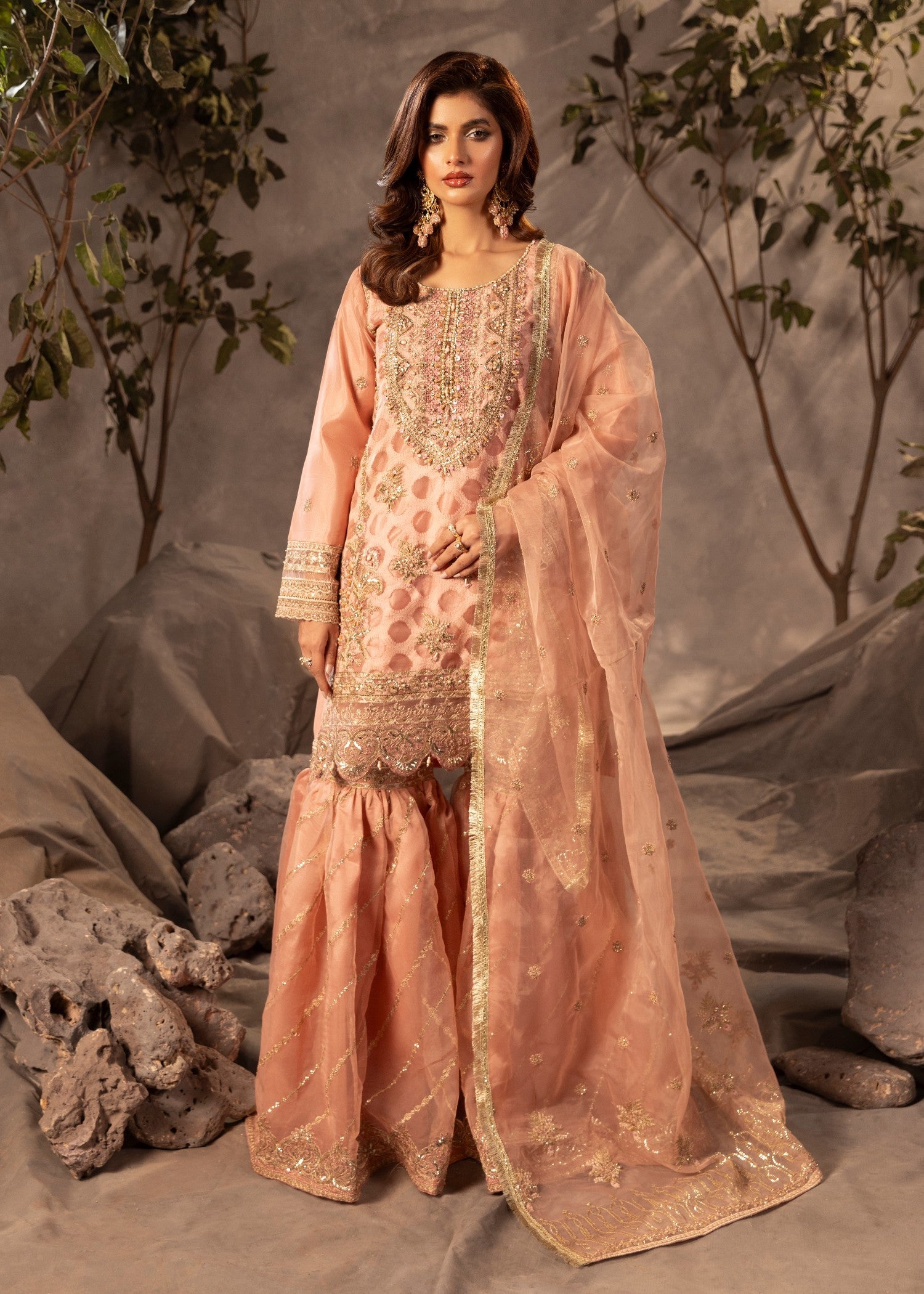 Diara Couture SHAHNOOR US 493 PEACH Women 3pcs