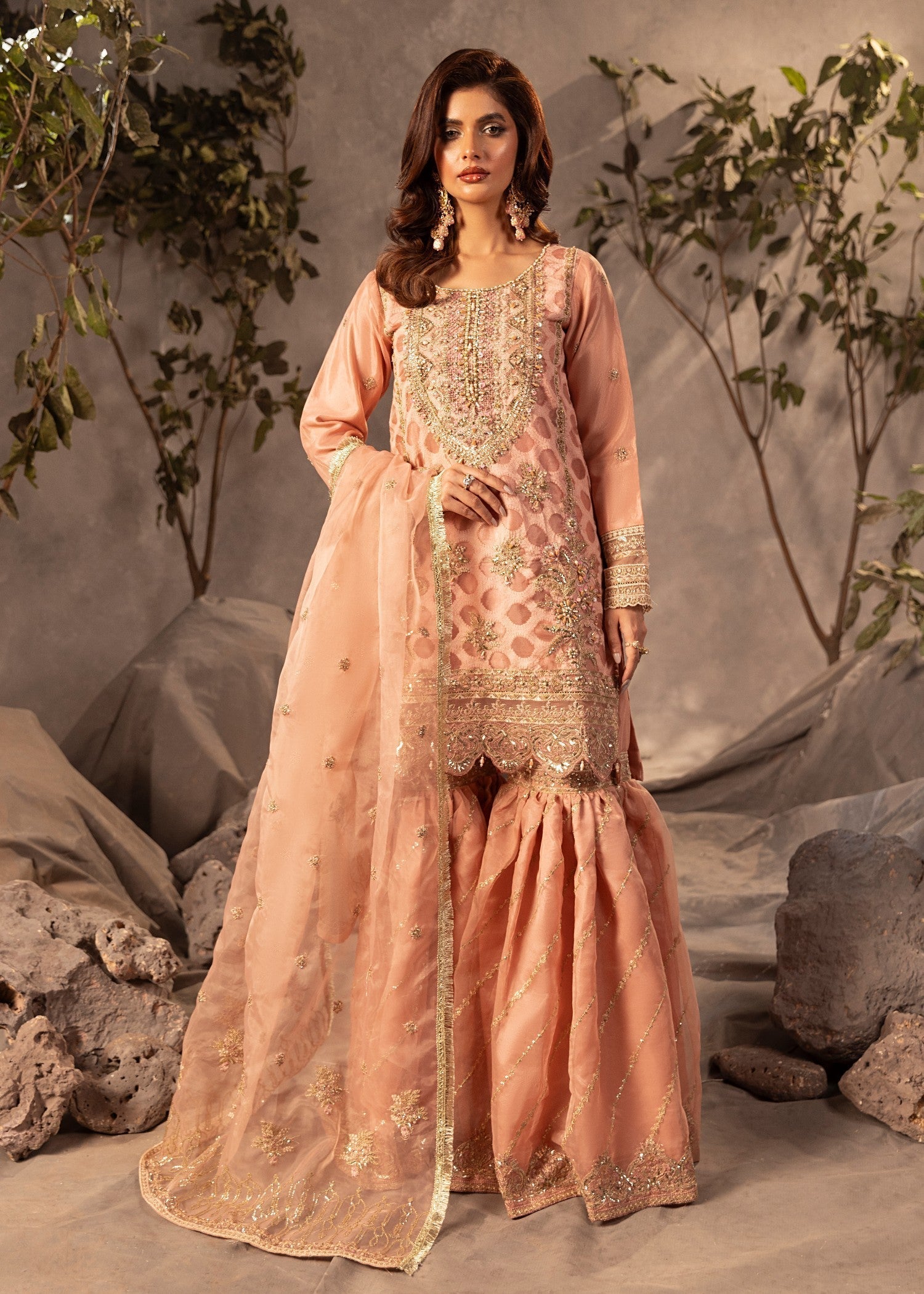 Diara Couture SHAHNOOR US 493 PEACH Women 3pcs