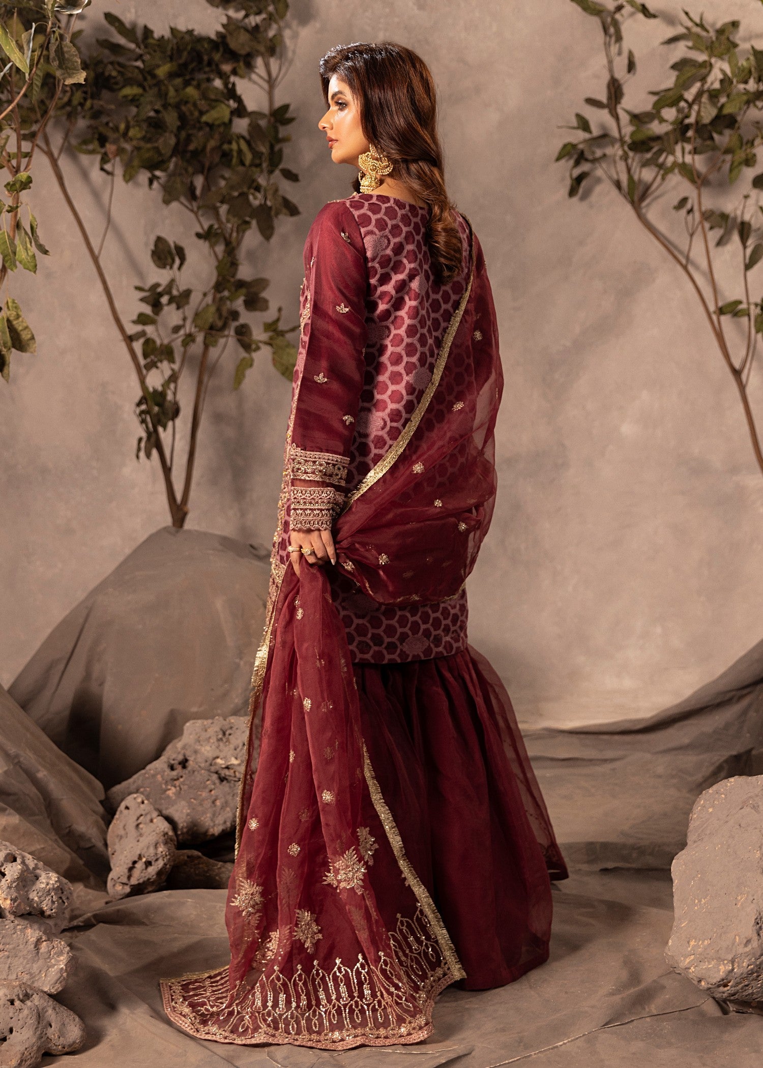 Diara Couture SHAHNOOR US 493 PLUM Women 3pcs