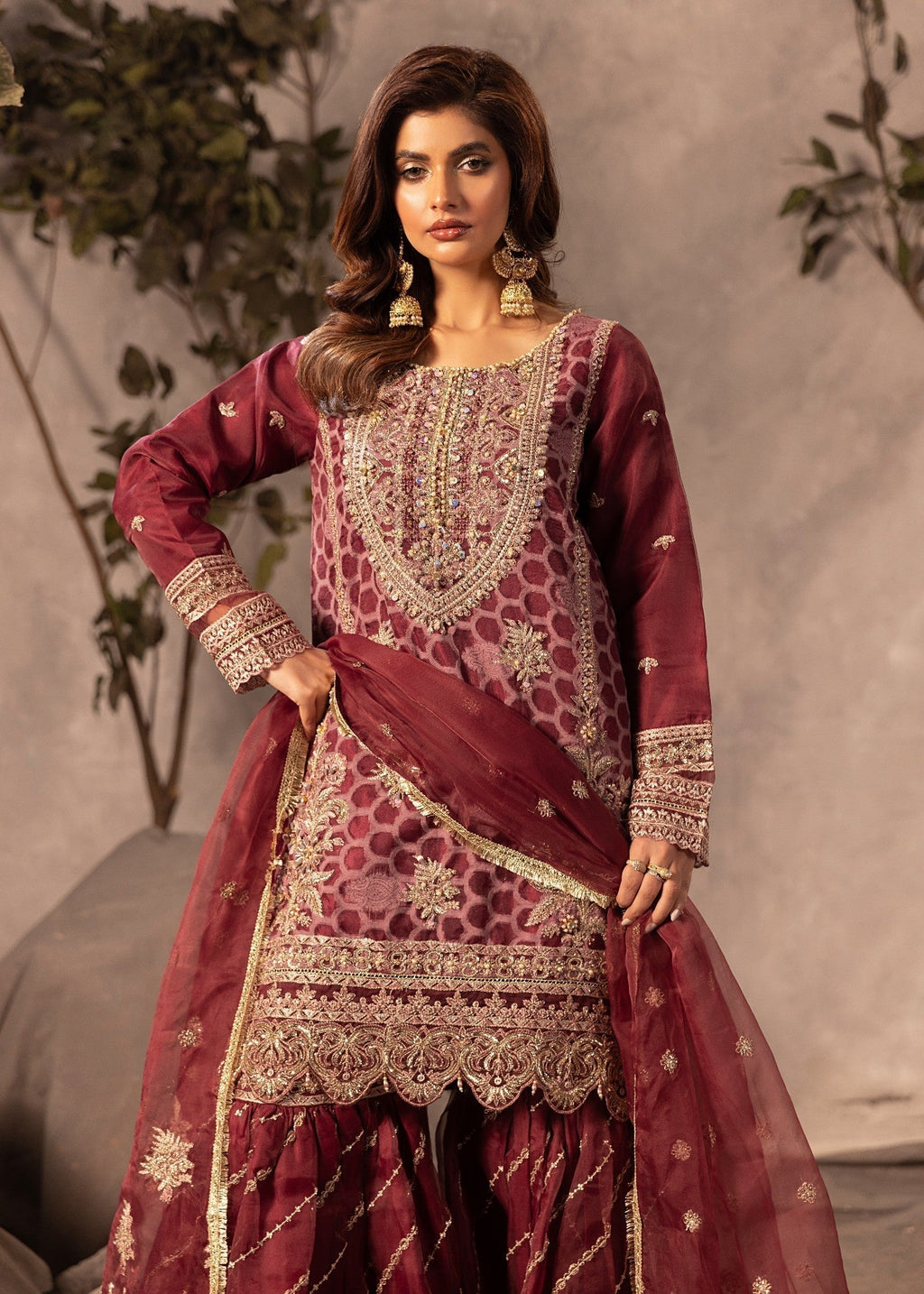 Diara Couture SHAHNOOR US 493 PLUM Women 3pcs