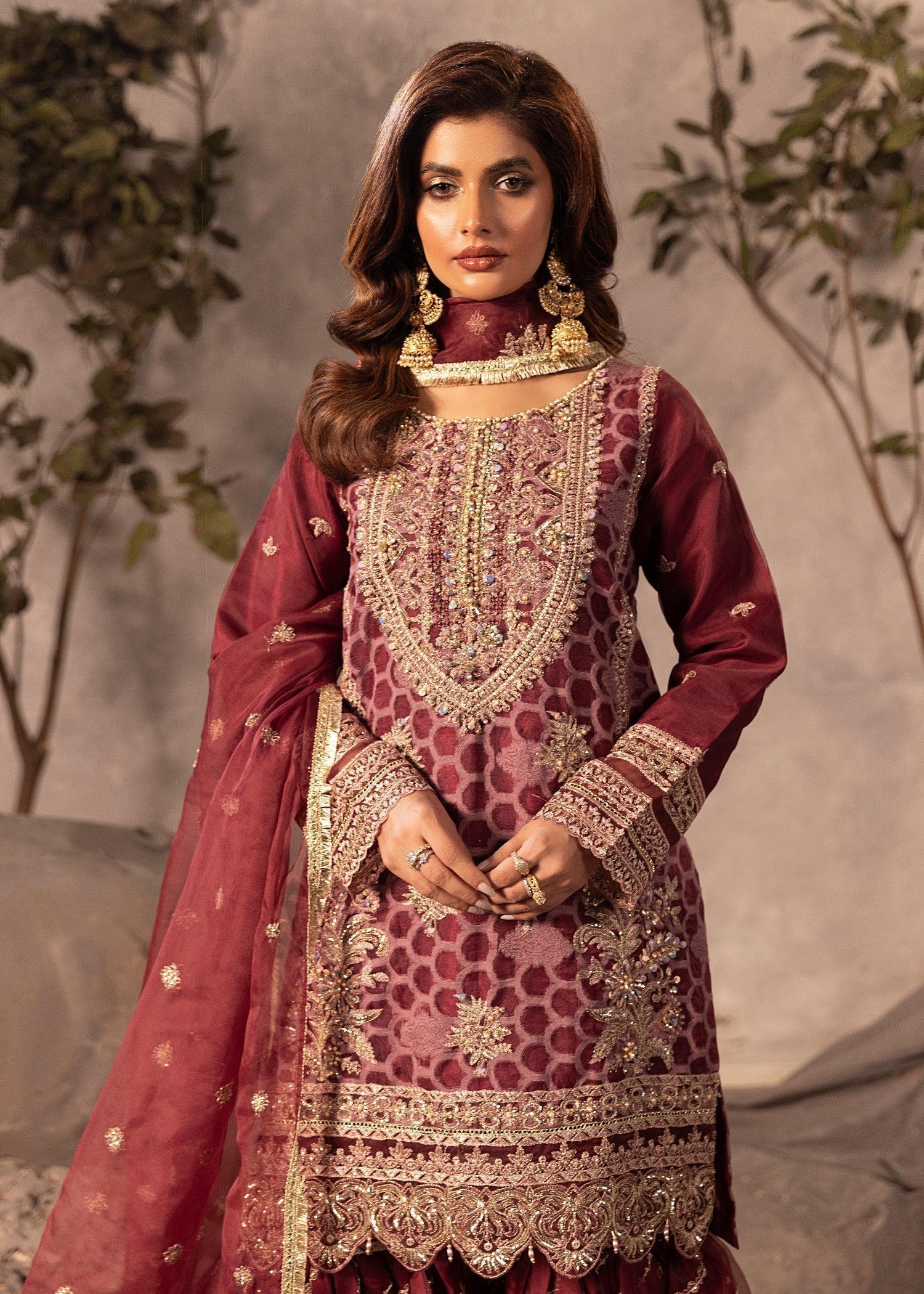 Diara Couture SHAHNOOR US 493 PLUM Women 3pcs