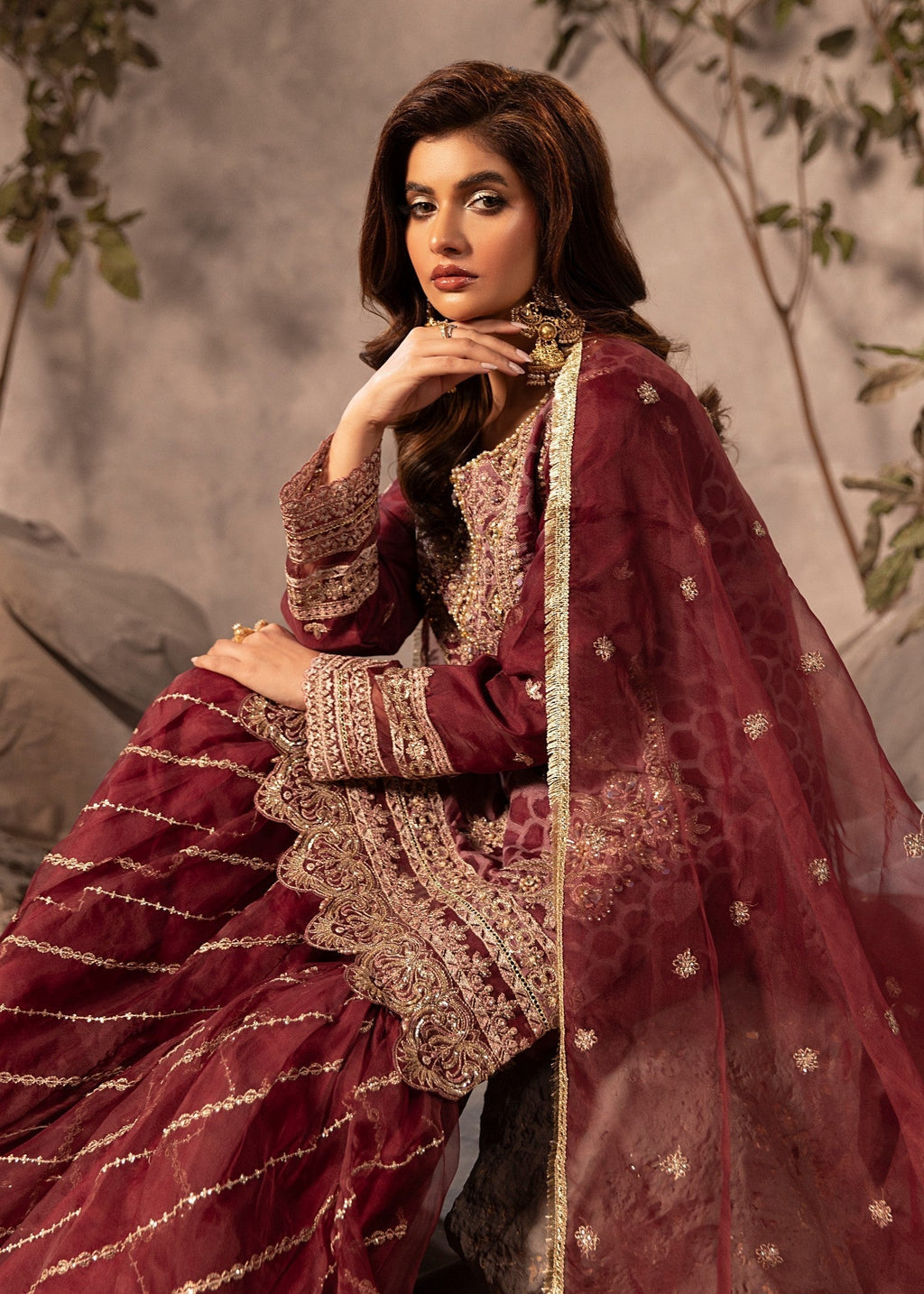 Diara Couture SHAHNOOR US 493 PLUM Women 3pcs