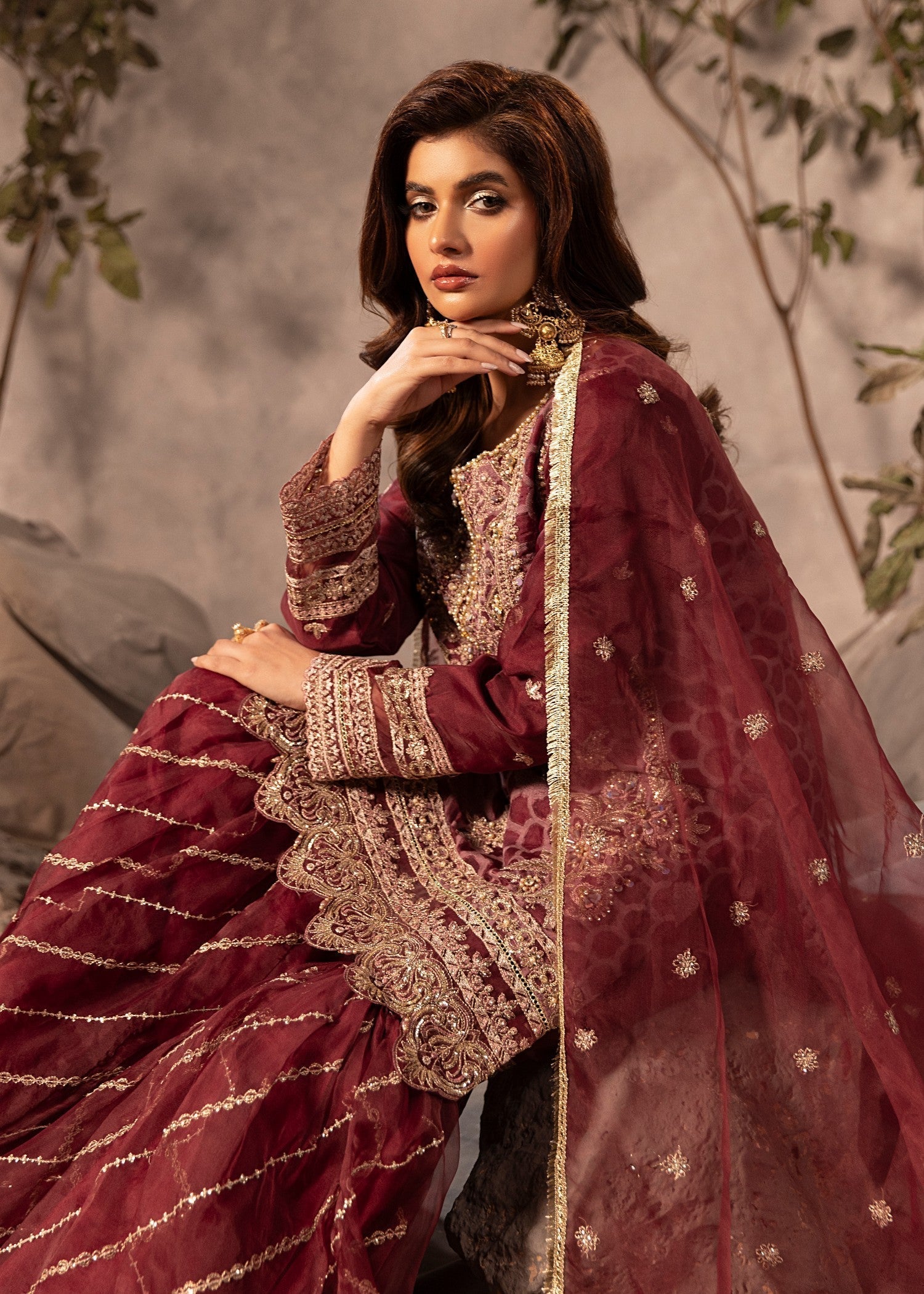 Diara Couture SHAHNOOR US 493 PLUM Women 3pcs