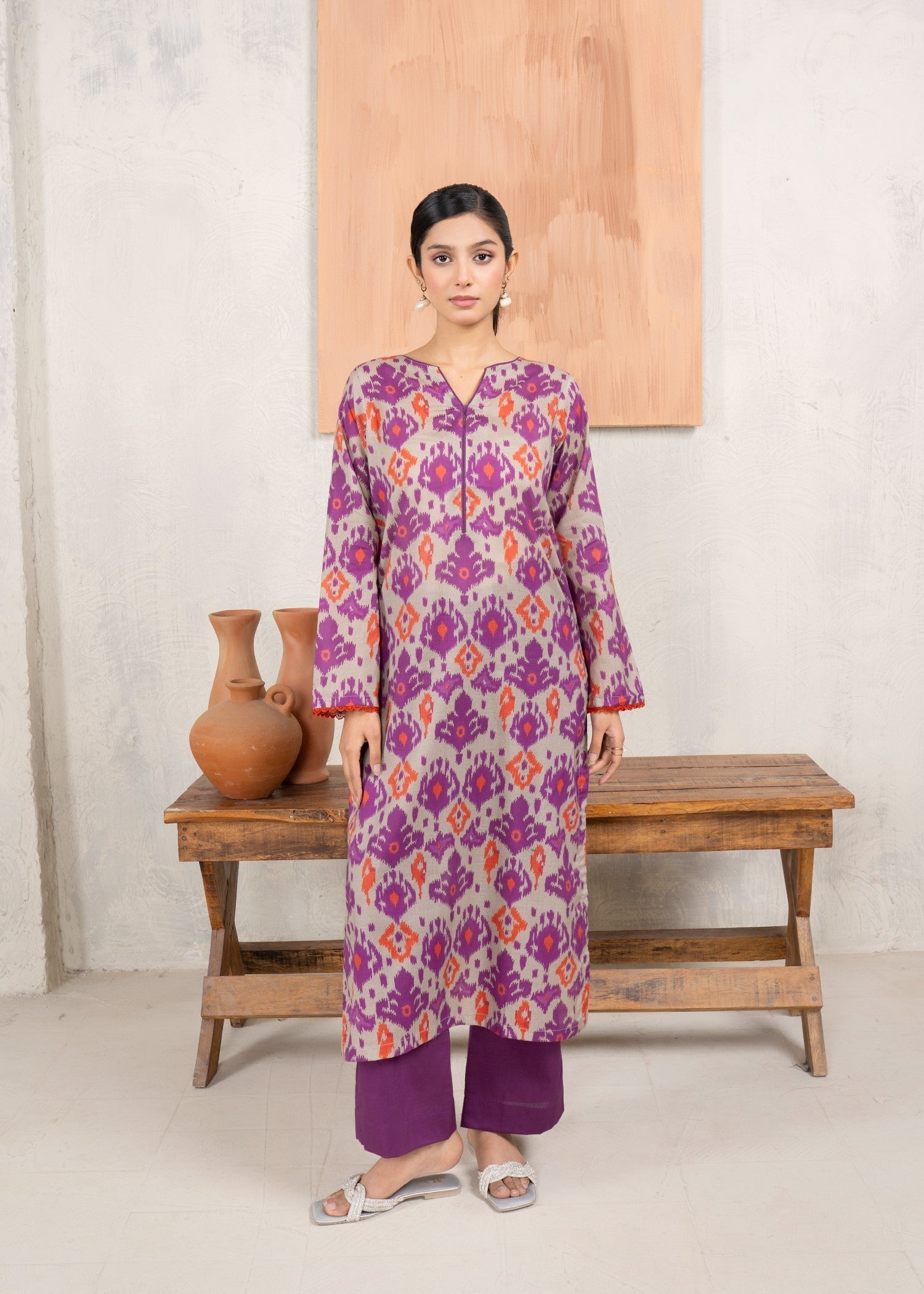Ahlam By Safa Textile Purple kurta set Women 2pcs