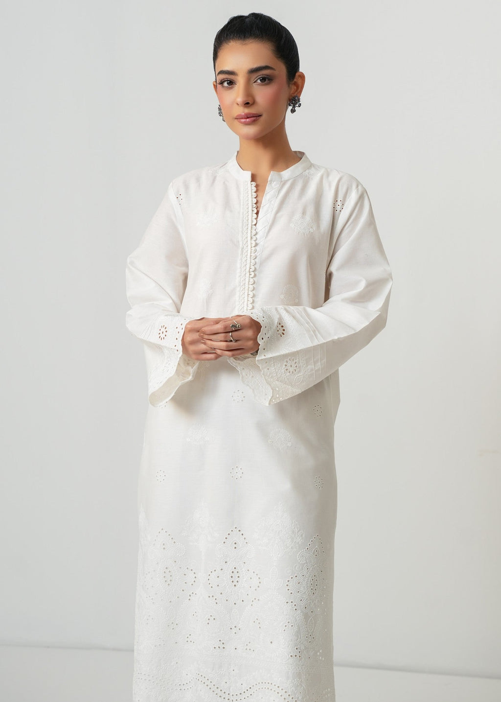 Zeen Stitched Embroidered Poplin Chikankari Top WLM15299 Women 1pcs
