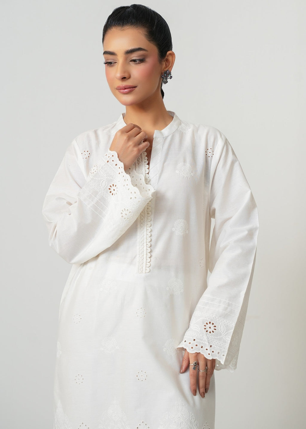 Zeen Stitched Embroidered Poplin Chikankari Top WLM15299 Women 1pcs