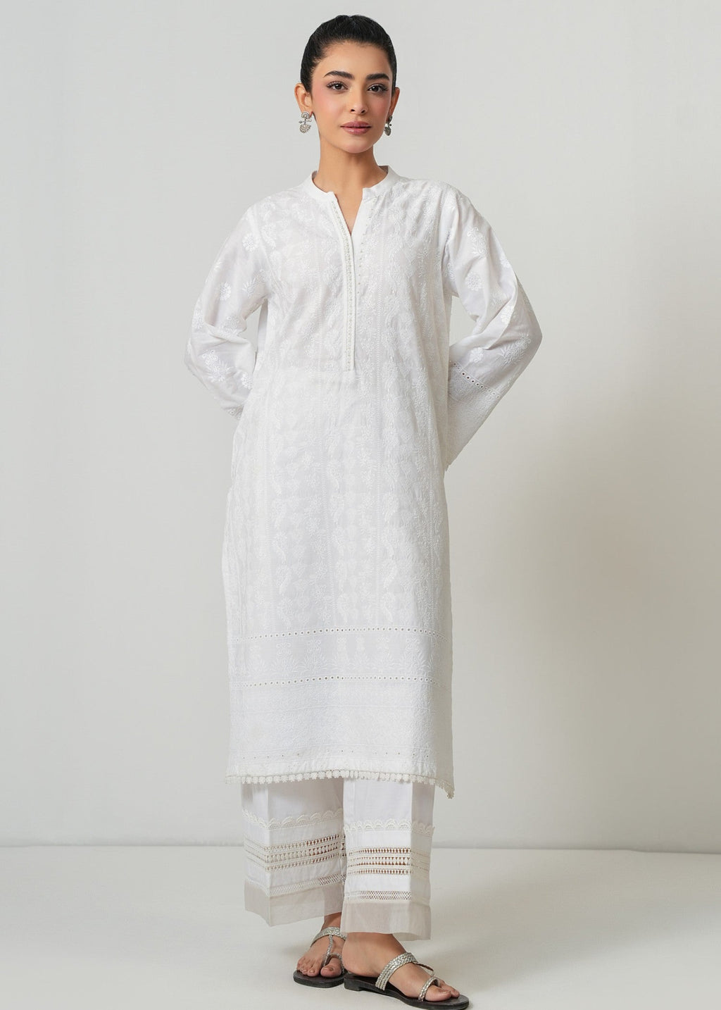Zeen Stitched Embroidered Poplin Chikankari Top WLM15304 Women 1pcs