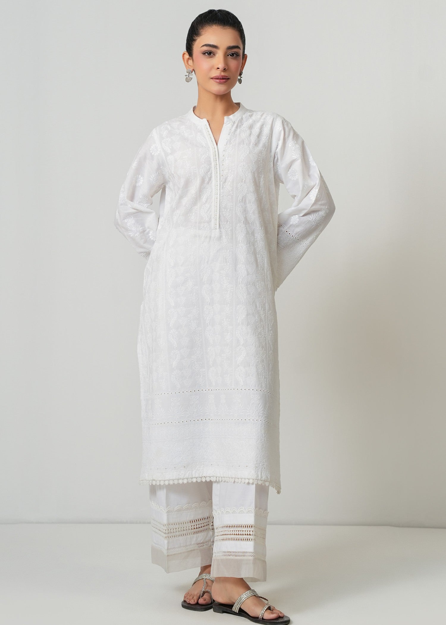 Zeen Stitched Embroidered Poplin Chikankari Top WLM15304 Women 1pcs