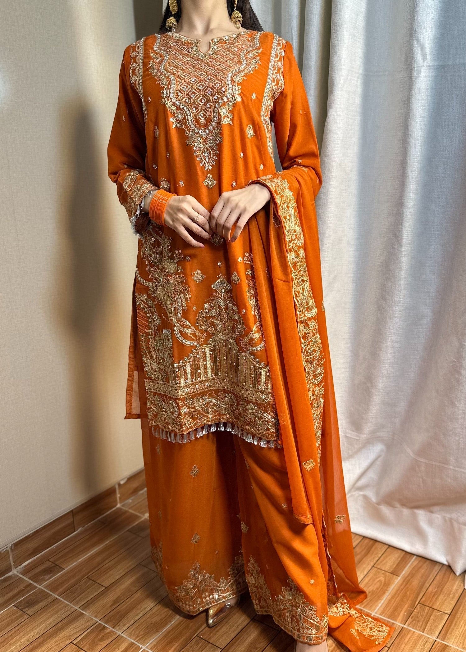 Four Season Boutique ESHAL CHIFFON RUSTORANGE Women 3pcs