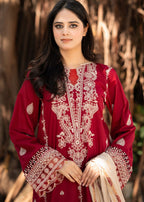 Libaas By Umairnawaz LN 03 MAROON STITCHED KURTA SET Women 3pcs