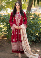 Libaas By Umairnawaz LN 03 MAROON STITCHED KURTA SET Women 3pcs