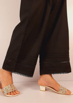 Zardi Laces embellished Soft Cotton Palazzo Black PT19 Women 1pcs