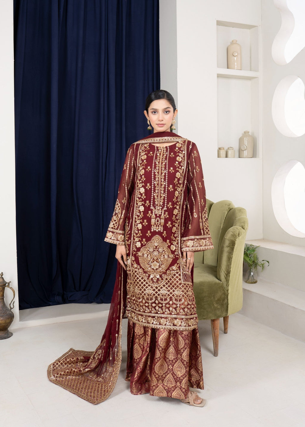 Noor Asiya Surmei Mehroon Women 3pcs