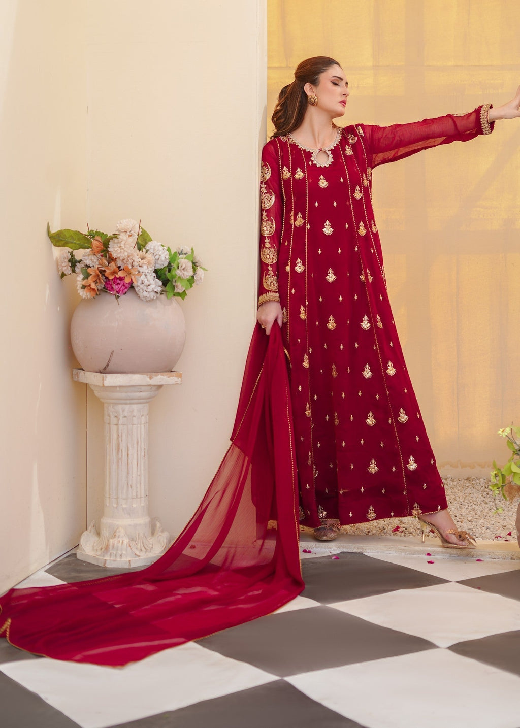 Ayesha Closet Surtaal Maroon Women 3pcs
