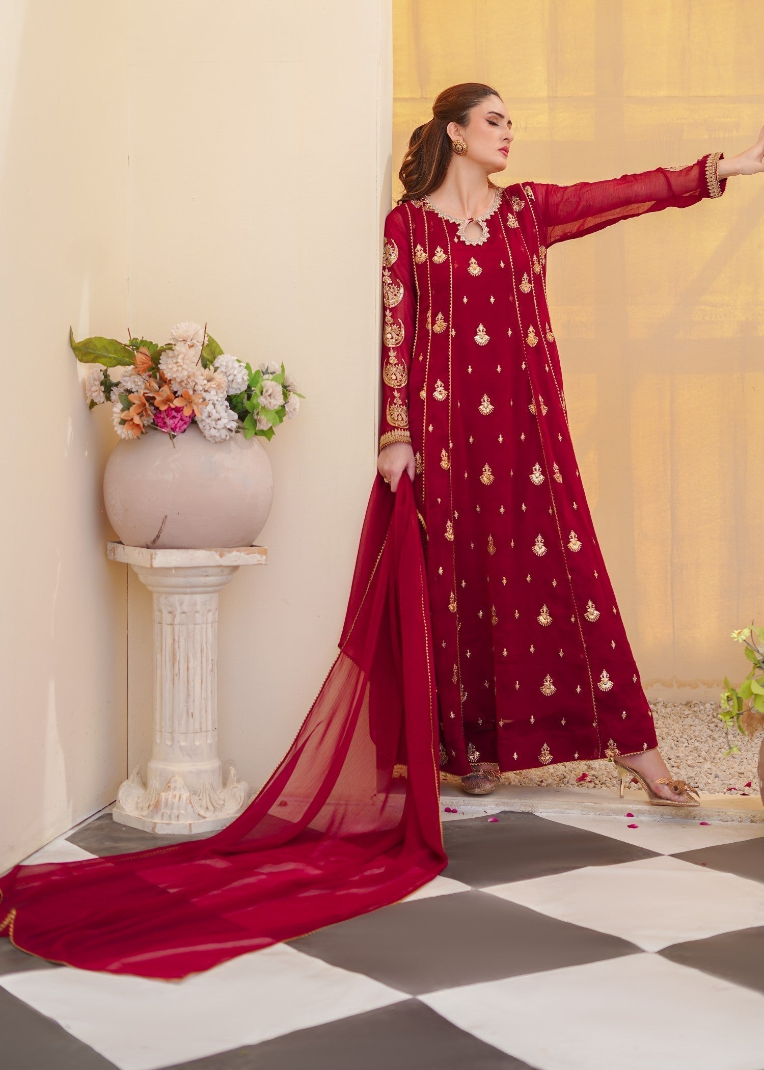 Ayesha Closet Surtaal Maroon Women 3pcs