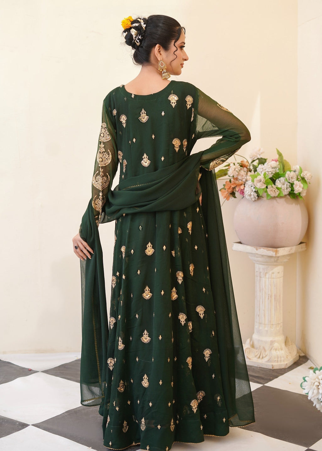 Ayesha Closet Surtaal Bottle Green Women 3pcs