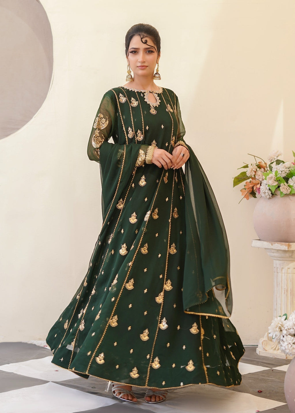 Ayesha Closet Surtaal Bottle Green Women 3pcs