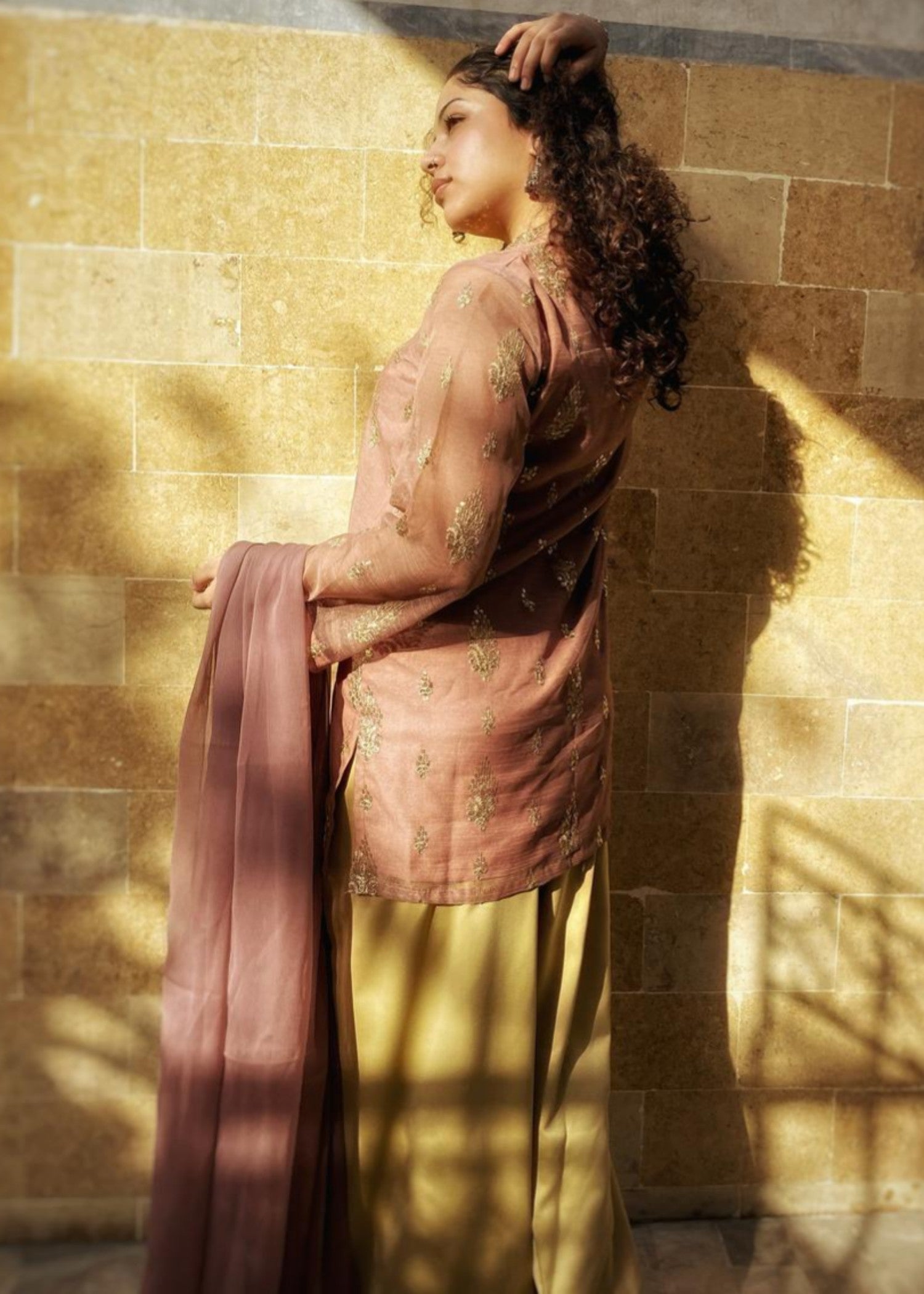 Zarah&Sarah Farshi Shalwar tea pink Women 3pcs
