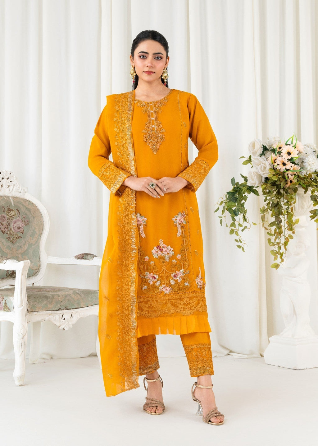 Four Season Boutique FRILL CHIFFON MUSTARD Women 3pcs