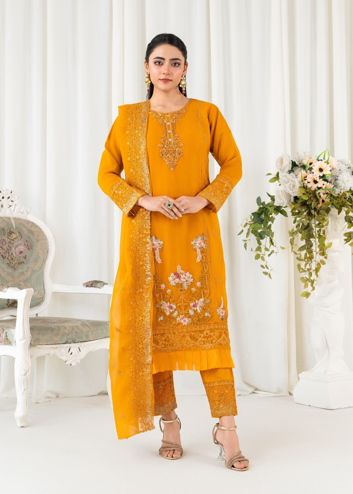 Four Season Boutique FRILL CHIFFON MUSTARD Women 3pcs