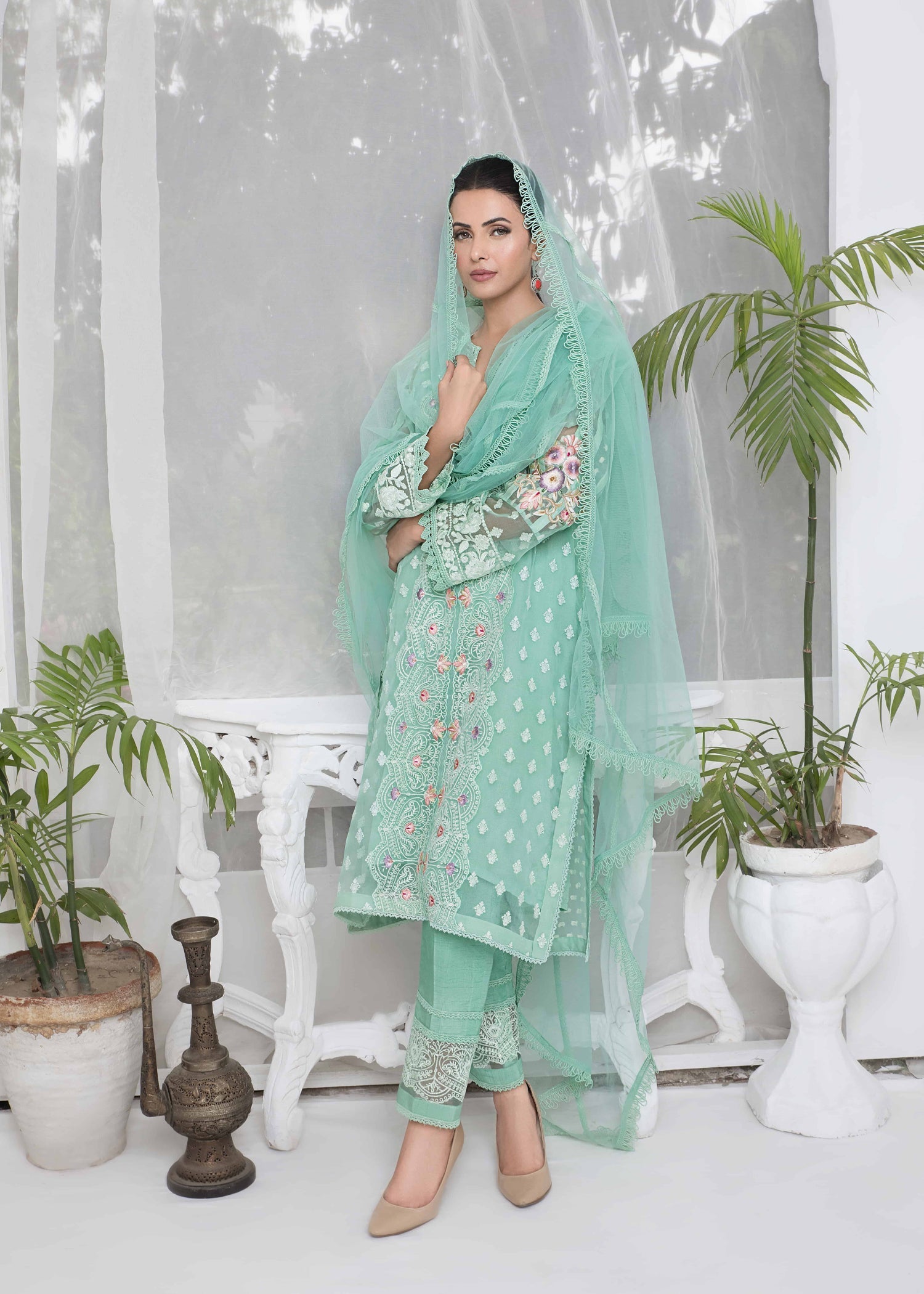 Ridah Naeem Pearl Aqua Elegance Women 2pcs