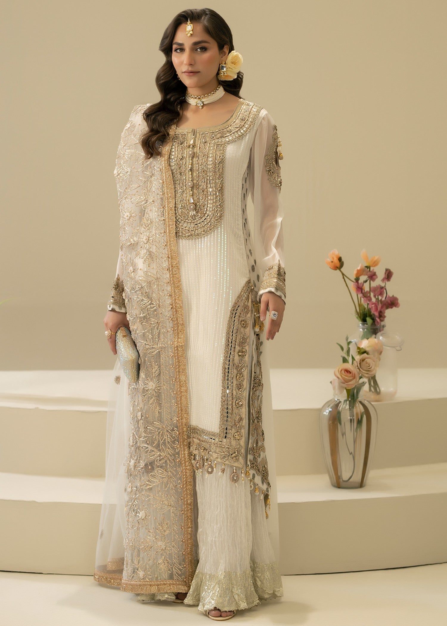 Khuda Baksh Creations M 109 White Women 4pcs