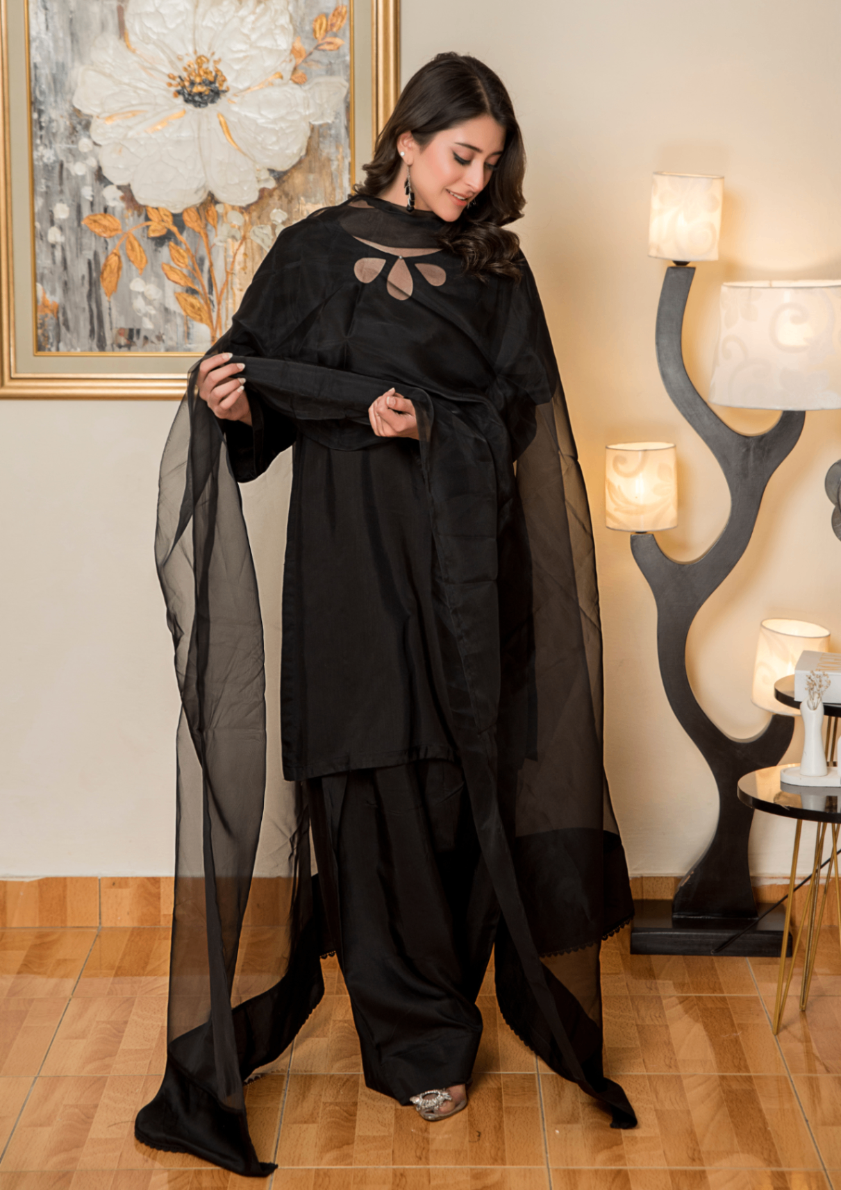 Yolo Pret Silk Viscose with Farshi Shalwar with Organza Dupatta JASHAN S25 0065 Women 3pcs