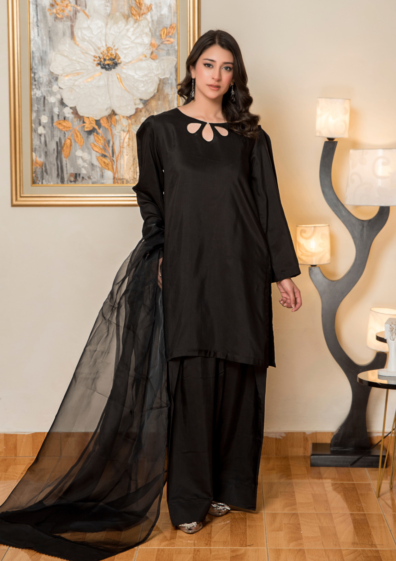 Yolo Pret Silk Viscose with Farshi Shalwar with Organza Dupatta JASHAN S25 0065 Women 3pcs