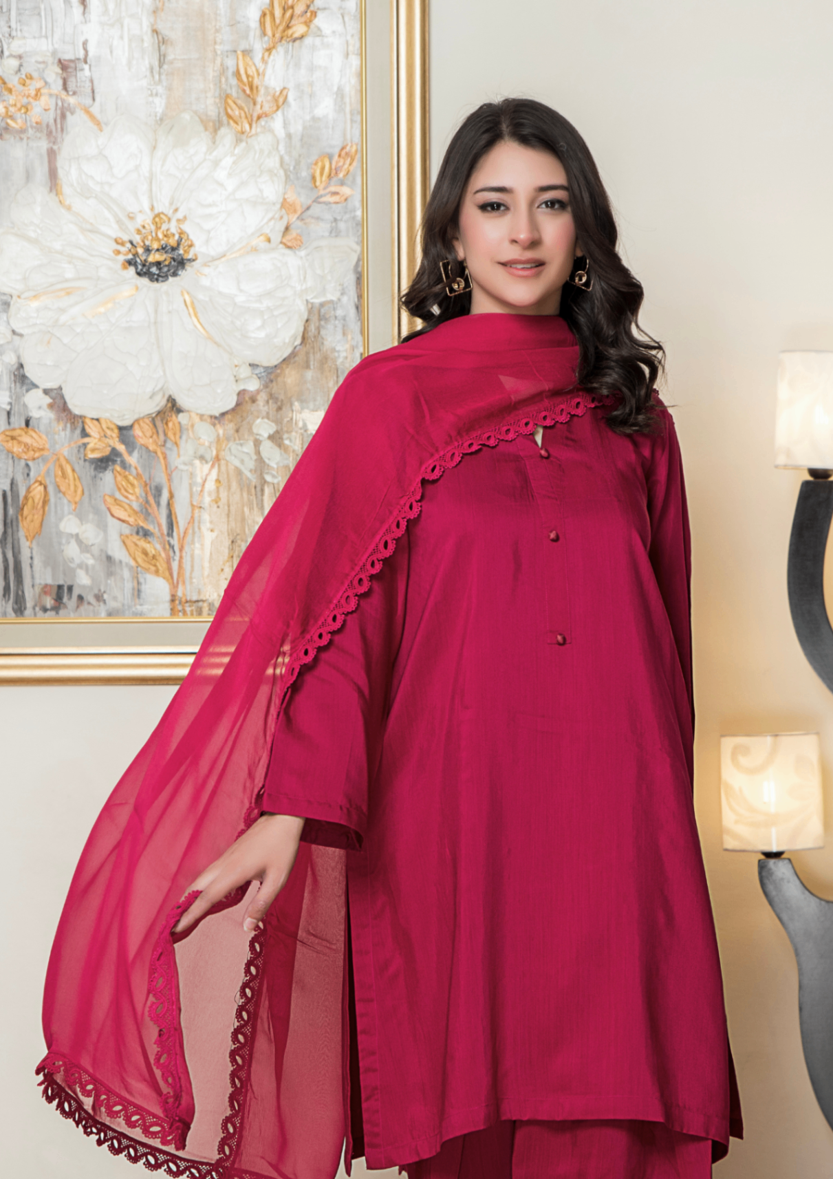 Yolo Pret Silk Viscose with Farshi Shalwar with Chiffon Dupatta JASHAN S25 0062 Women 3pcs