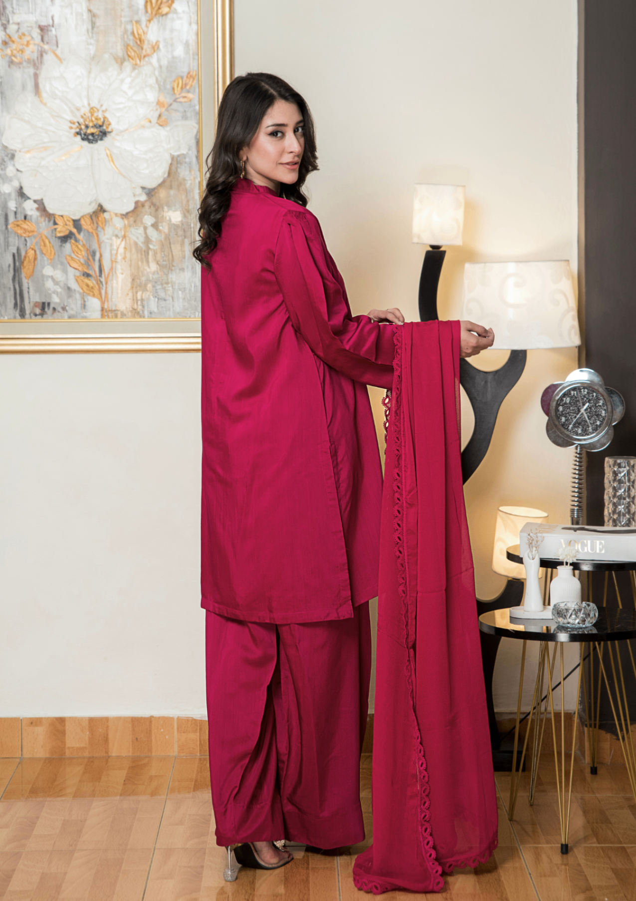 Yolo Pret Silk Viscose with Farshi Shalwar with Chiffon Dupatta JASHAN S25 0062 Women 3pcs