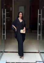 Manahils Black embroidery kaftan Women 1pcs