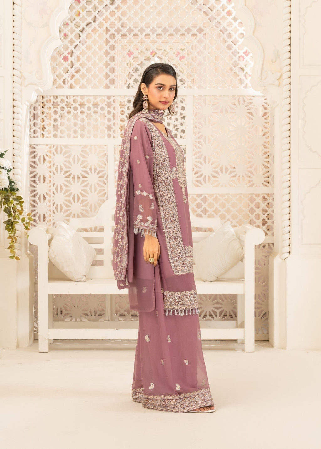 Four Season Boutique DILRUBA CHIFFON MAUVE Women 3pcs