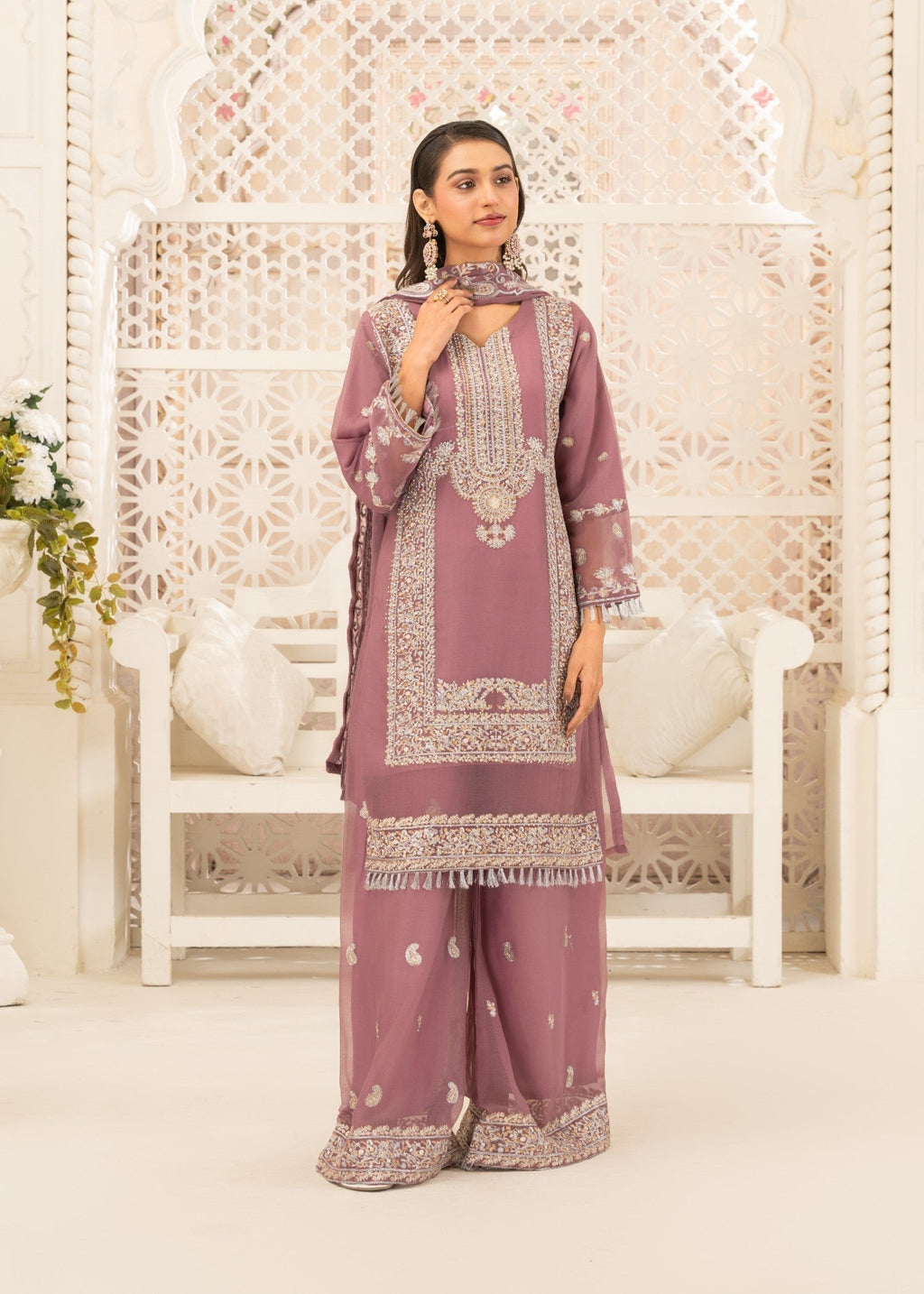 Four Season Boutique DILRUBA CHIFFON MAUVE Women 3pcs