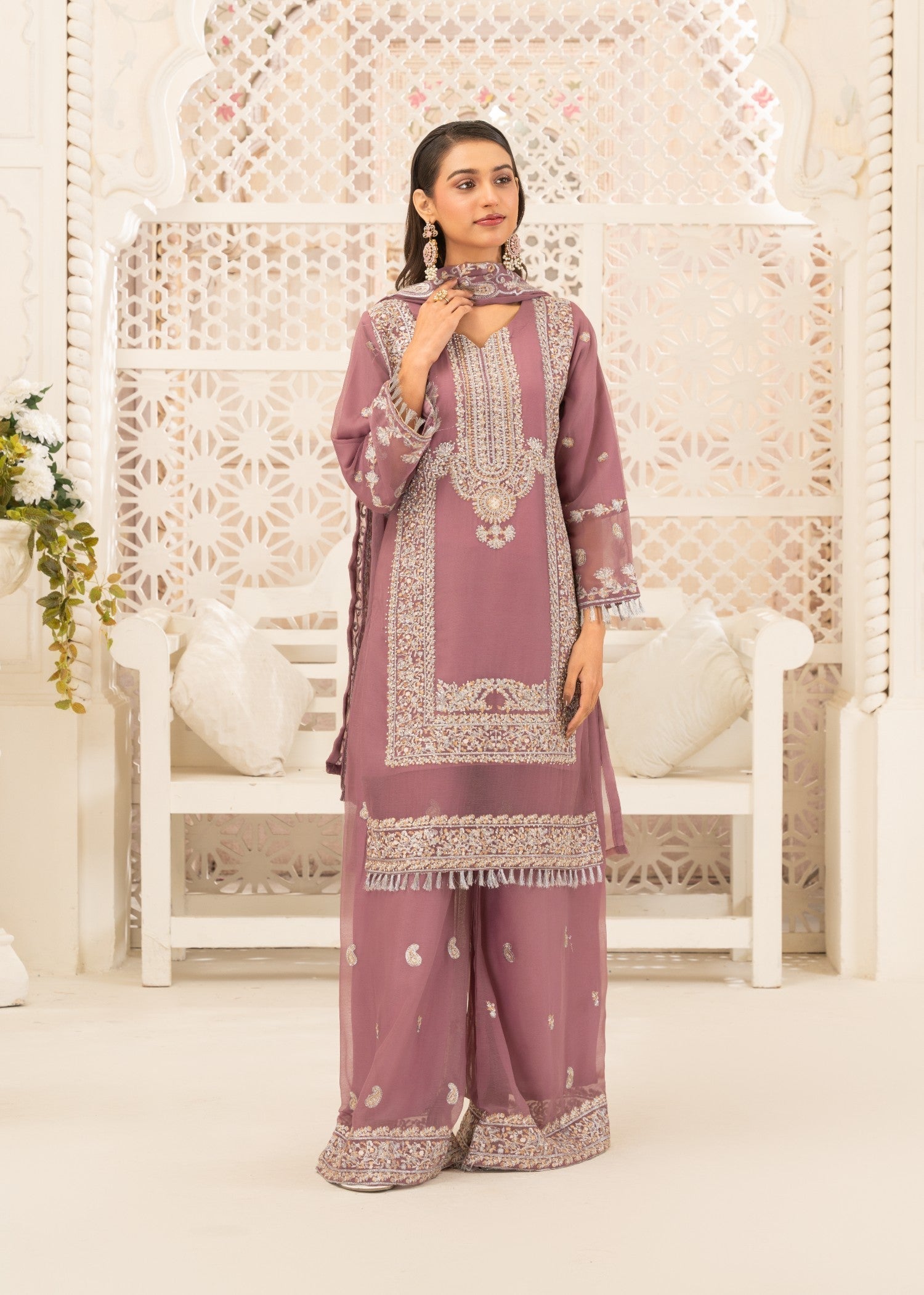 Four Season Boutique DILRUBA CHIFFON MAUVE Women 3pcs