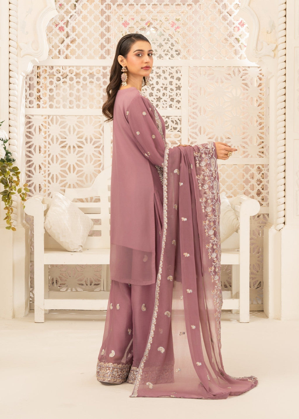 Four Season Boutique DILRUBA CHIFFON MAUVE Women 3pcs