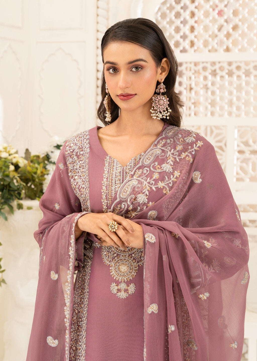 Four Season Boutique DILRUBA CHIFFON MAUVE Women 3pcs