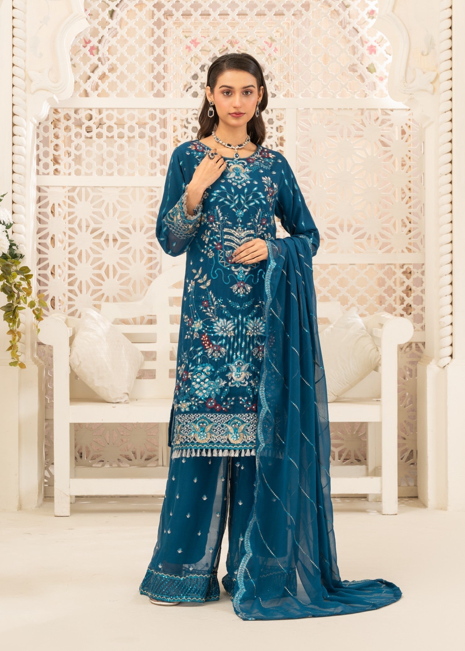 Four Season Boutique AASMAAN BLUE Women 3pcs