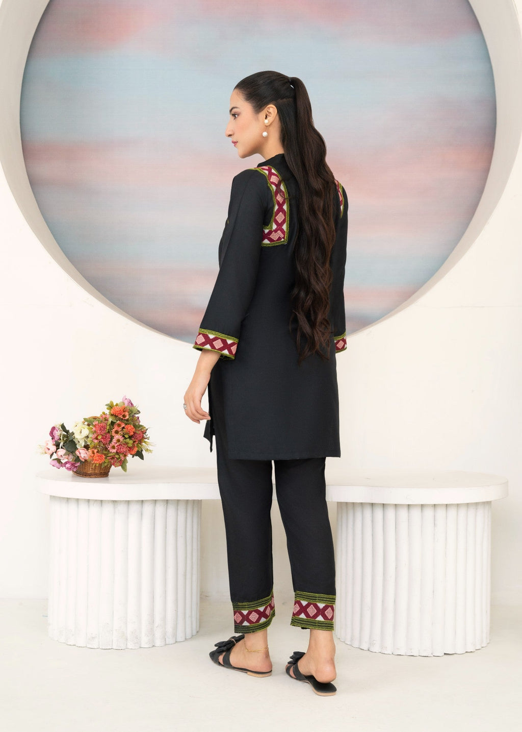 Shefoze Clothing Modern rose Embroidery Women 2pcs