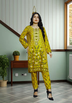 Hamna Kalim Jazib Two Piece: Fresh Elegance mehndi color Women 2pcs
