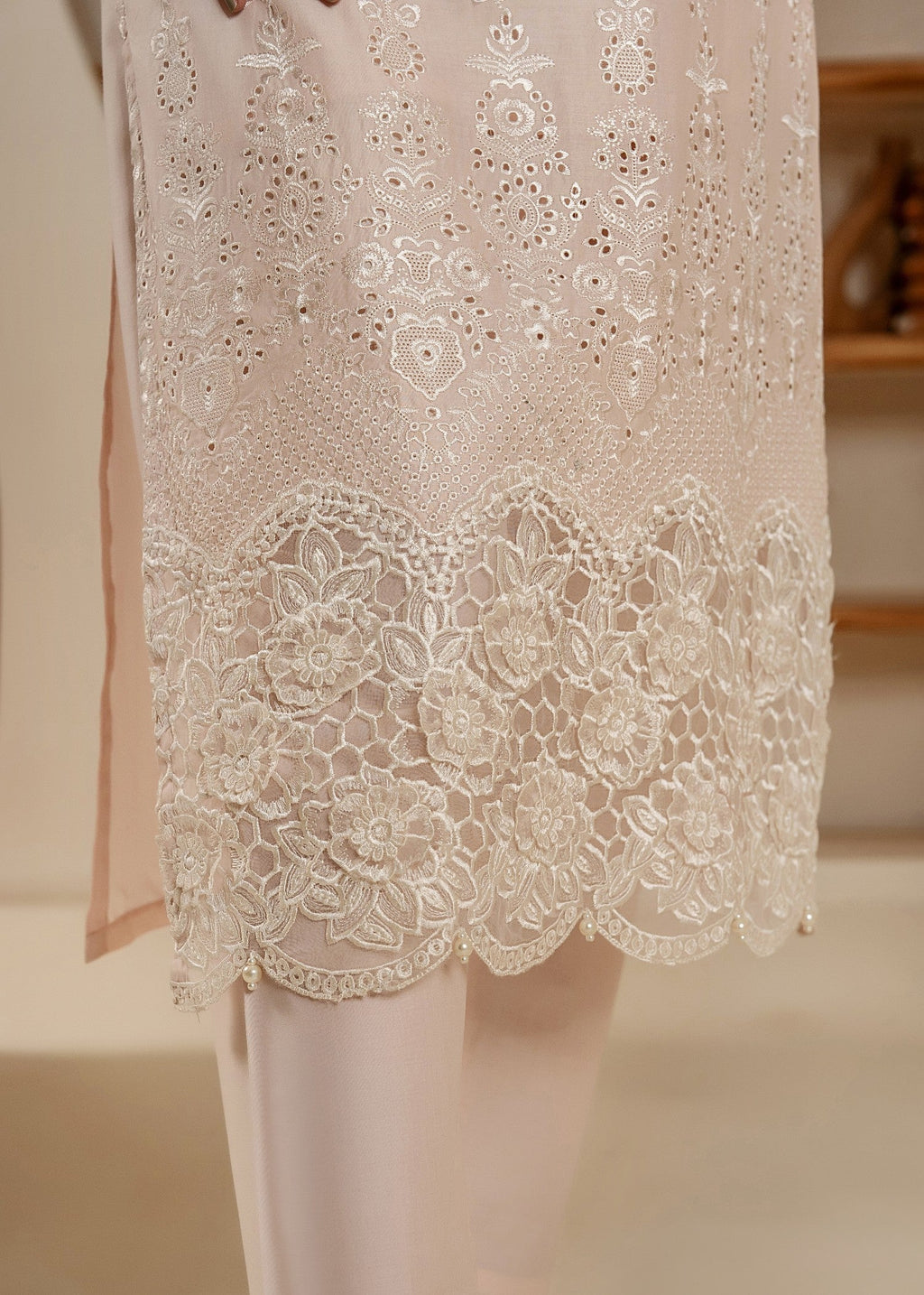 Khubsurat 3854 KH CT Peach Embroidery Long Shirt Coton Women 3pcs