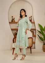 Khubsurat 4114 KH CT Pista Embroidery Long Shirt Cotton Women 3pcs