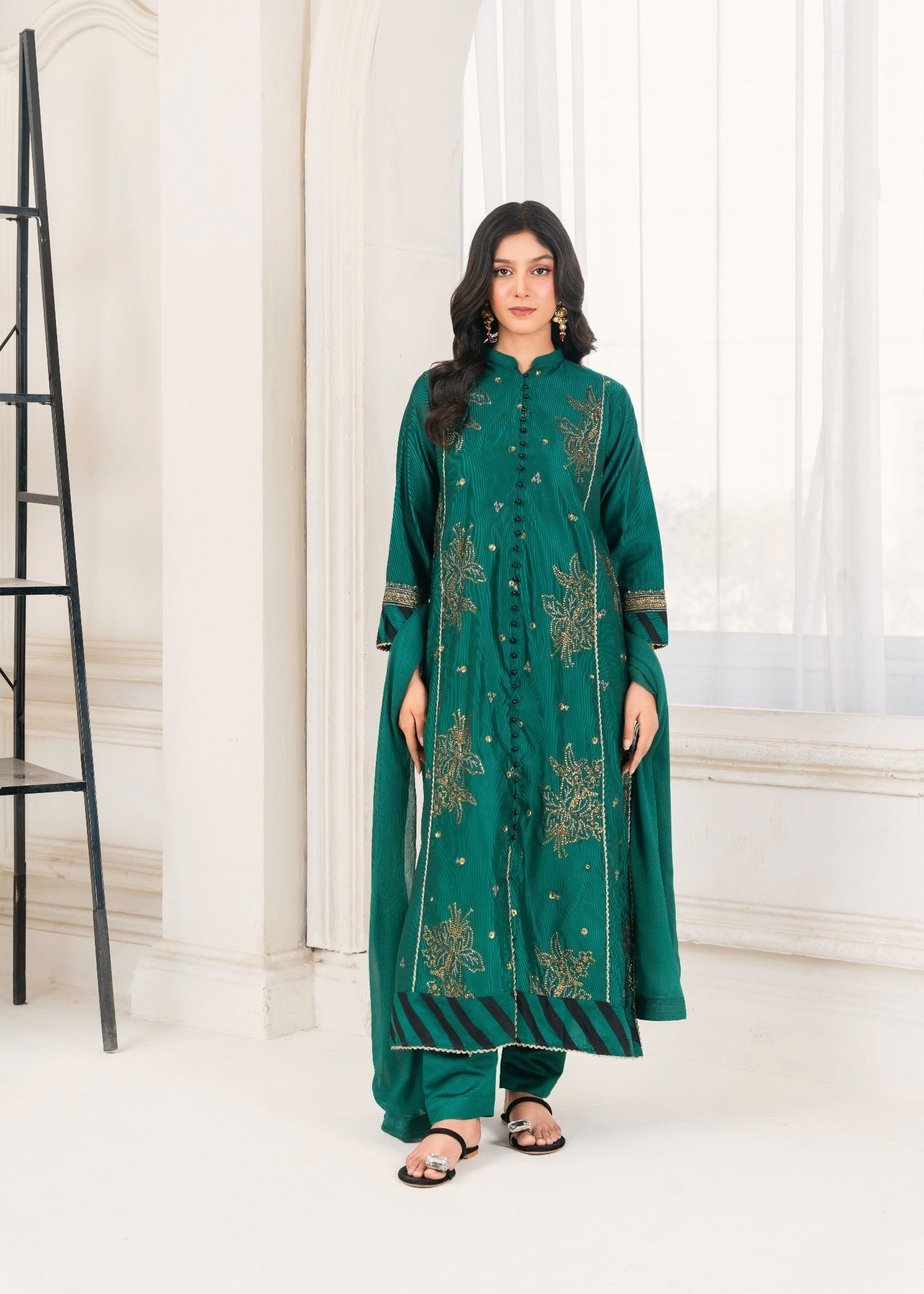 Khubsurat 3389 KH S.KTN Bottle Green Embroidery Women 3pcs