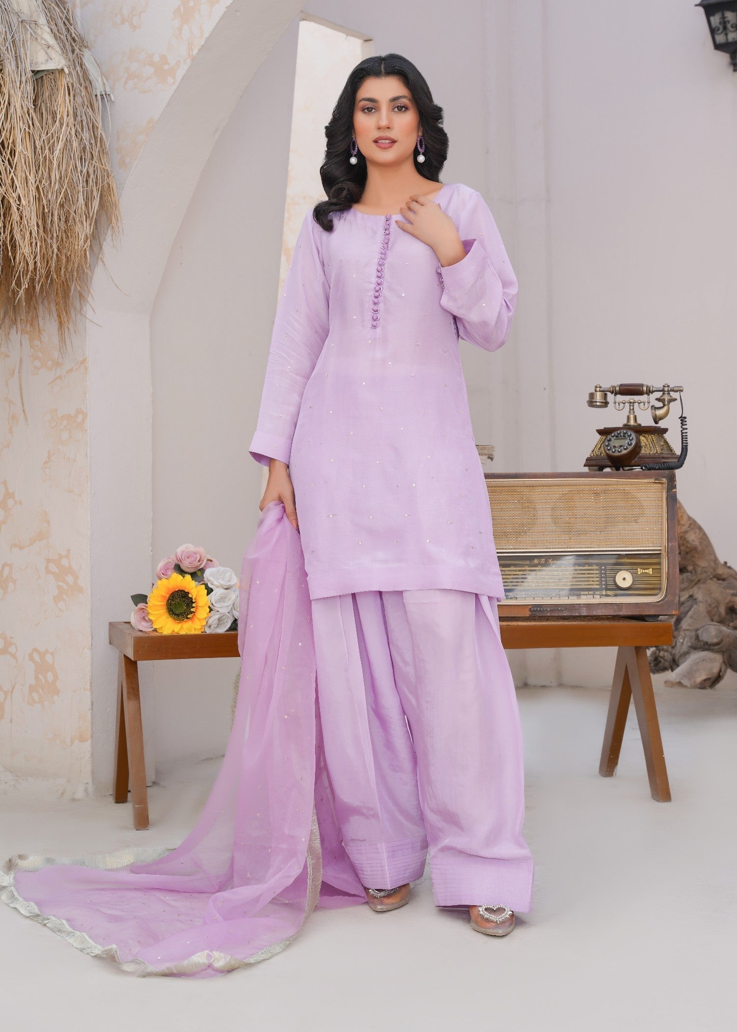 Kashaf lilac Farshi shalwar Women 3pcs