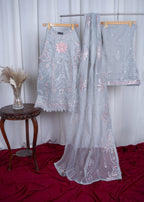 Zara Creation Kurta Set Grey Women 3pcs