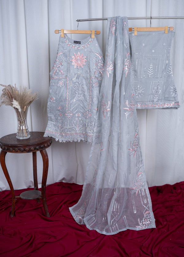 Zara Creation Kurta Set Grey Women 3pcs