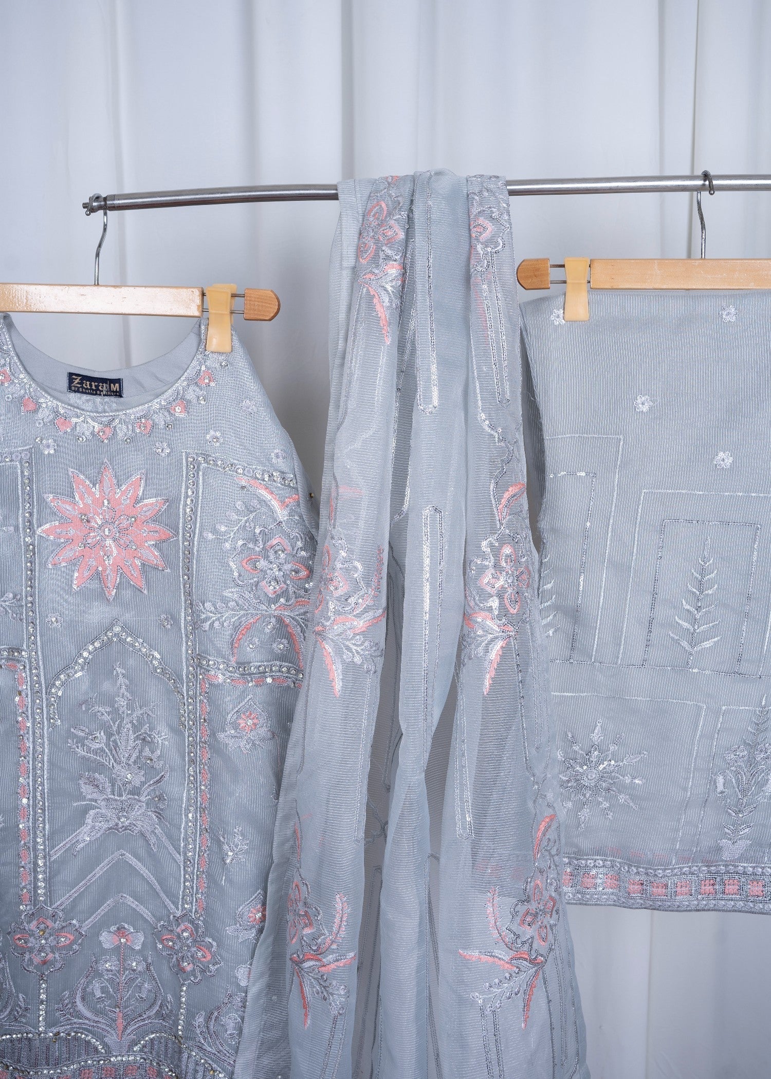 Zara Creation Kurta Set Grey Women 3pcs