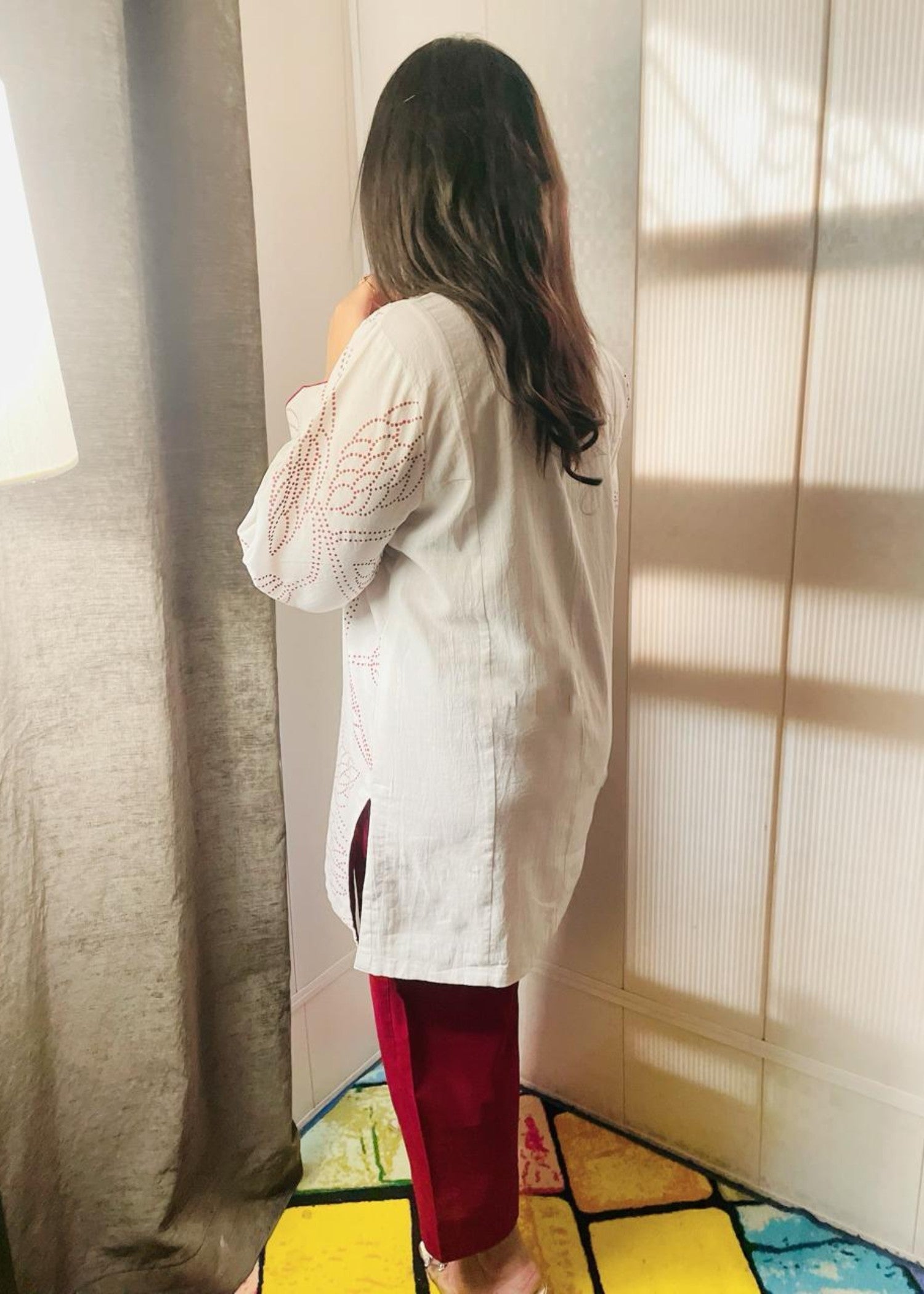 Urban Cut Cotton Printed Co Ord Set White Women 2pcs