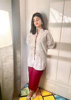 Urban Cut Cotton Printed Co Ord Set White Women 2pcs