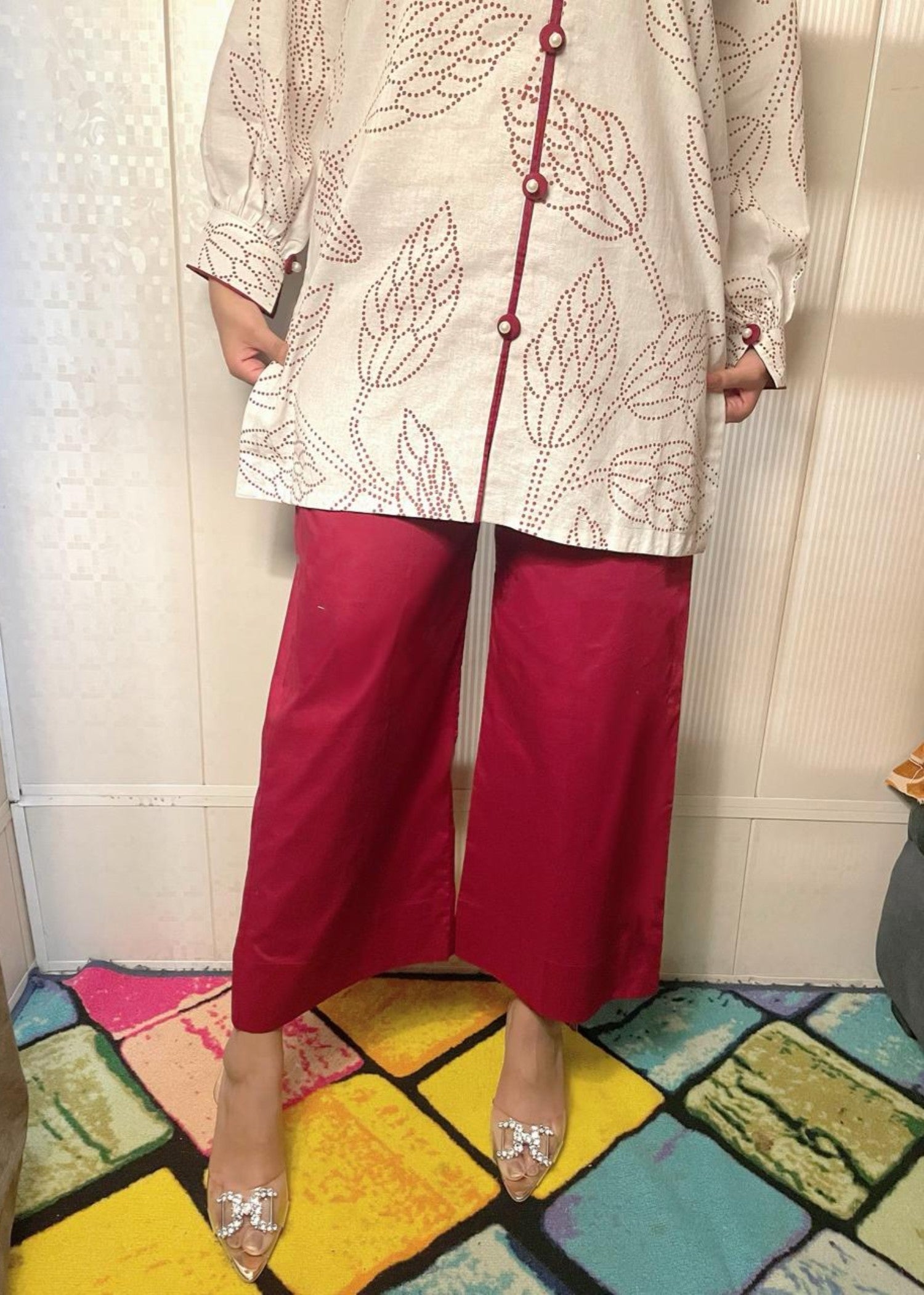 Urban Cut Cotton Printed Co Ord Set White Women 2pcs