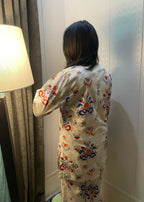 Urban Cut Cotton Printed Co Ord Set Cream Women 2pcs